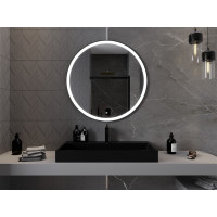 Kulaté zrcadlo MEXEN ESSO 90 cm s černým okrajem - s LED podsvícením a vyhříváním, 9825-090-090-611-70