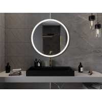Kulaté zrcadlo MEXEN E O 90 cm se zlatým okrajem - s LED podsvícením a vyhříváním, 9825-090-090-611-50
