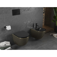 Závěsný bidet MEXEN LENA 48 cm - černý/zlatý vzorovaný, 35224879