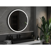 Kulaté zrcadlo MEXEN E O 100 cm s černým okrajem - s LED podsvícením a vyhříváním, 9825-100-100-611-70