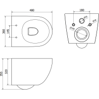 Závěsné WC MEXEN LENA RIMLESS - černé matné s zlatým okrajem + Duroplast sedátko, 30224075