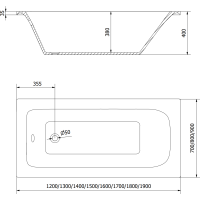 Obdélníková akrylátová vana MEXEN VEGA 180x90 cm - bílá, 55011809000