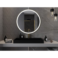 Kulaté zrcadlo MEXEN E O 100 cm se zlatým okrajem - s LED podsvícením a vyhříváním, 9825-100-100-611-50