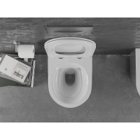 Závěsné WC MEXEN LENA RIMLESS - bílé/stříbrné + Duroplast sedátko slim, 30224004