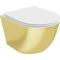 Závěsné WC MEXEN LENA RIMLESS - zlaté/bílé + Duroplast sedátko slim, 30224006