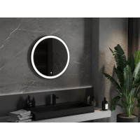 Kulaté zrcadlo MEXEN ESSO 70 cm s černým okrajem - s LED podsvícením a vyhříváním, 9825-070-070-611-70