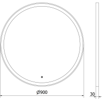 Kulaté zrcadlo MEXEN ESSO 90 cm s černým okrajem - s LED podsvícením a vyhříváním, 9825-090-090-611-70