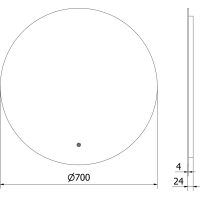 Kulaté zrcadlo MEXEN ERG 70 cm - s LED podsvícením a vyhříváním, 9823-070-070-611-00