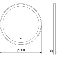 Kulaté zrcadlo MEXEN E O 60 cm s černým okrajem - s LED podsvícením a vyhříváním, 9825-060-060-611-70