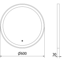 Kulaté zrcadlo MEXEN ESSO 60 cm s černým okrajem - s LED podsvícením a vyhříváním, 9825-060-060-611-70