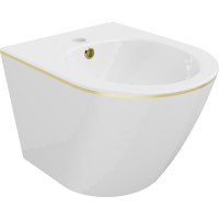 Závěsný bidet MEXEN LENA 48 cm - bílý se zlatým okrajem, 35224805