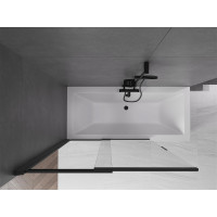 Vanová zástěna s posuvnými dveřmi MEXEN FOX 120x150 cm - černá - čiré sklo, 891-120-002-70-00