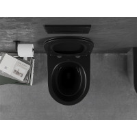 Závěsné WC MEXEN LENA RIMLESS - černé/stříbrné + Duroplast sedátko slim, 30224074