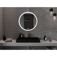 Kulaté zrcadlo MEXEN ESSO 80 cm se zlatým okrajem - s LED podsvícením a vyhříváním, 9825-080-080-611-50
