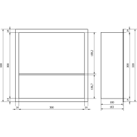 Zápustná police do zdi Mexen X-Wall-R 30x30 cm - inox, 1910303010S