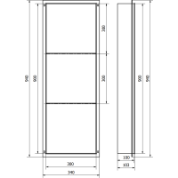 Zápustná police pod omítku Mexen X-Wall-NR 30x90 cm - inox, 1911903010S