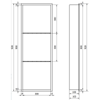 Zápustná police do zdi Mexen X-Wall-R 30x90 cm - inox, 1910903010S