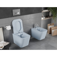 Závěsné WC MEXEN TEO RIMLESS - šedo/modré matné + Duroplast sedátko slim, 30854069