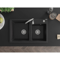 Kuchyňský granitový dřez MEXEN TOMAS - 80x50 cm - černý, 6516802000-77