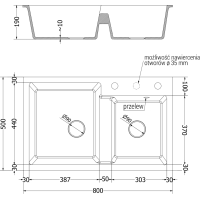 Kuchyňský granitový dřez MEXEN TOMAS - 80x50 cm - bílý, 6516802000-20