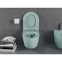 Závěsné WC MEXEN LENA - RIMLESS + duroplast sedátko Slim - světle zelená matná, 30224048