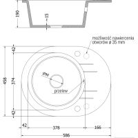 Kuchyňský granitový dřez MEXEN KEVIN - 58,6x45,8 cm - metalický černý/zlatý, 6517581005-75