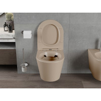 Závěsné WC MEXEN RiCO RIMLE  - cappuccino hnědé matné + Duroplast sedátko slim, 30724064