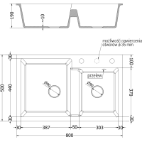 Kuchyňský granitový dřez MEXEN TOMAS - 80x50 cm - metalický černý/zlatý, 6516802000-75