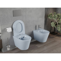 Závěsné WC MEXEN RICO RIMLESS - šedo/modré matné + Duroplast sedátko slim, 30724069