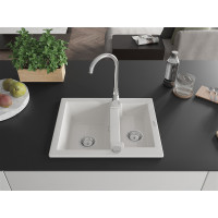 Kuchyňský granitový dřez MEXEN CARLOS - 58,2x47,5 cm - bílý, 6518581500-20