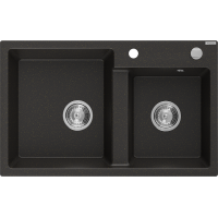 Kuchyňský granitový dřez MEXEN TOMAS - 80x50 cm - metalický černý/zlatý, 6516802000-75