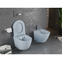Závěsné WC MEXEN LENA - RIMLESS + duroplast sedátko Slim - šedo/modrá matná, 30224069