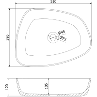 Umyvadlo z litého mramoru MEXEN ONO - asymetrické - bílé, 23045101