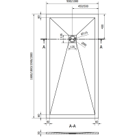 Sprchová vanička MEXEN STONE+ 90x180 cm - betonová šedá - minerální kompozit, 44619018