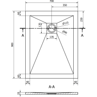 Sprchová vanička MEXEN STONE+ 70x90 cm - betonová šedá - minerální kompozit, 44617090