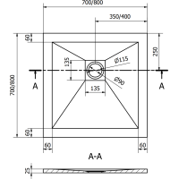 Sprchová vanička MEXEN STONE+ 80x80 cm - betonová šedá - minerální kompozit, 44618080