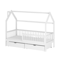 Dětská domečková postel se šuplíky OTAKAR - 200x90 cm - bílá