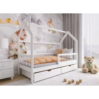 Dětská domečková postel se šuplíky OTAKAR - 200x90 cm - bílá