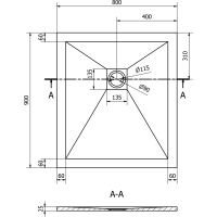 Sprchová vanička MEXEN STONE+ 80x90 cm - černá - minerální kompozit, 44708090