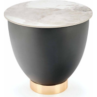 Konferenční stolek CECILIA S - bílý mramor/šedý/zlatý