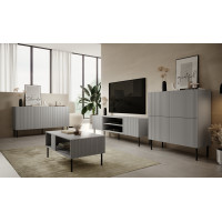 Televizní stolek ASENSIO 180 cm - světle šedý/černý