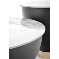 Konferenční stolek CECILIA - bílý mramor/šedý/zlatý