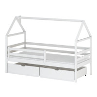 Dětská domečková postel se šuplíky AMOS - 200x90 cm - bílá