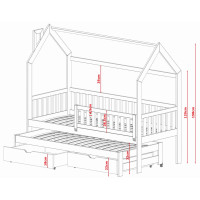 Dětská domečková postel s přistýlkou a šuplíky MATYLDA - 200x90 cm - bílá
