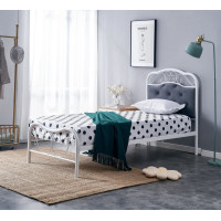 Kovová postel FABRIZIA 200x90 cm - bílá/šedá