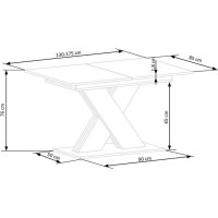 Jídelní stůl XAVI 130(175)x85x76 cm - rozkládací - dub lancelot/bílý