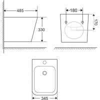 Bidet závěsný kapotovaný - 48,5x34,5x33 cm - bílý