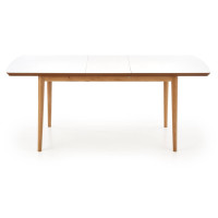Jídelní stůl BRAD - 140(185)x80x75 cm - rozkládací - bílý/dub lefkas