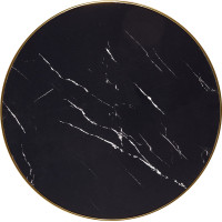Jídelní kulatý stůl MOLINA - 59x74 cm - černý mramor/černá/zlatá