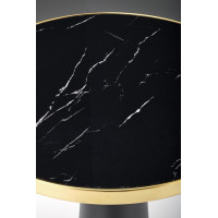 Jídelní kulatý stůl MOLINA - 59x74 cm - černý mramor/černá/zlatá